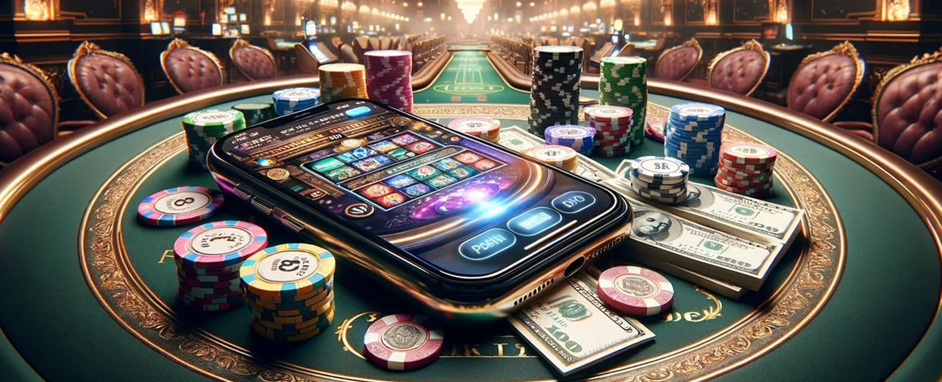 Dynamic background showcasing various online casino games available via static playtime apk